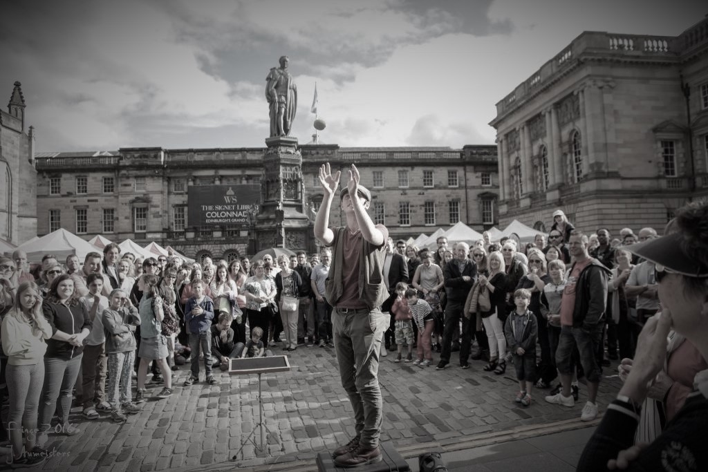 Sam King performing at the Edinburgh Fringe Festival